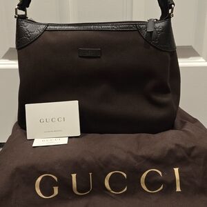 Gucci Chocolate Brown Tote with Black Accents
